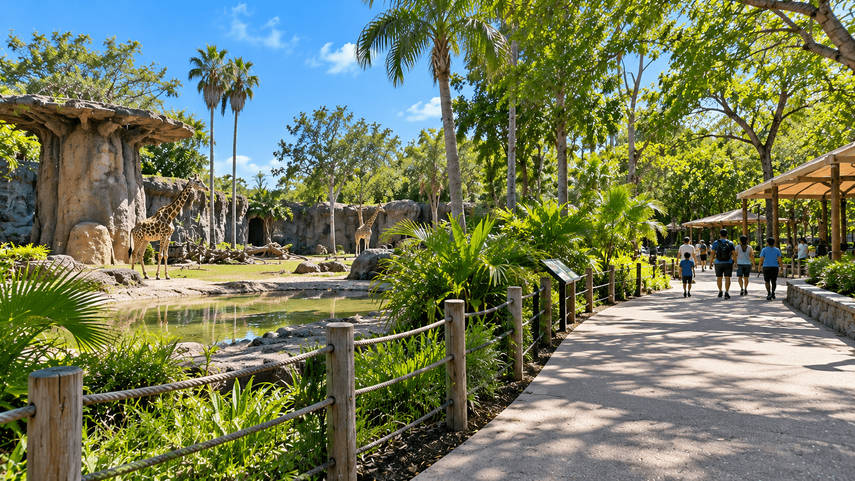 Walkway beside an open-air animal exhibit at Zoo Miami in south Miami-Dade